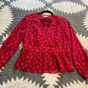 Madewell Red Floral Blouse
